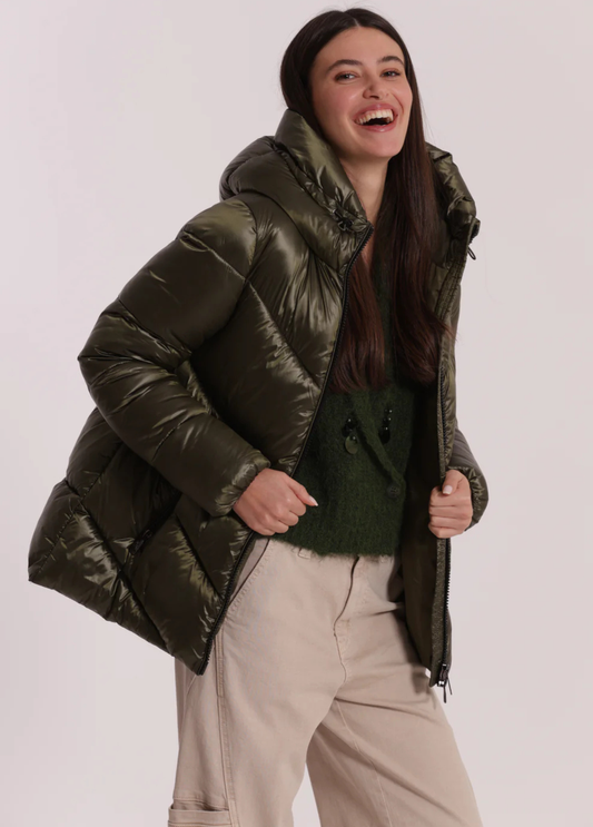 PARKA VERDE MILITAR COM CAPUZ - MIMI MUA