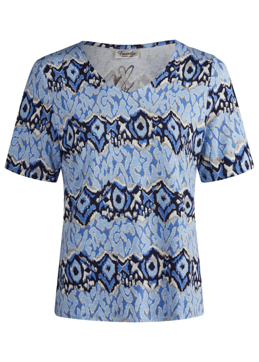 BLUSA ALGODÃO ESTAMPADO AZUL - BARBARA LEBEK