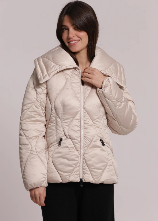 PARKA ACOLCHOADA COM ZÍPER E GOLA LARGA - MIMI MUA