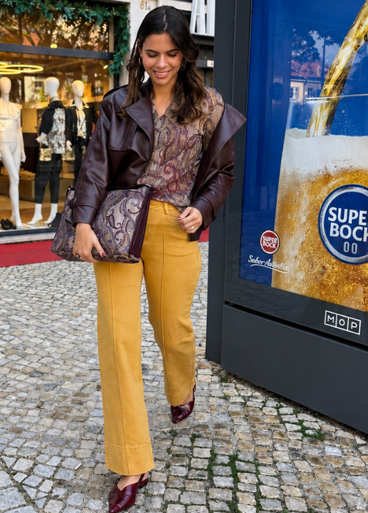 CALÇAS TIPO JEANS AMARELO MOSTARDA - ADET