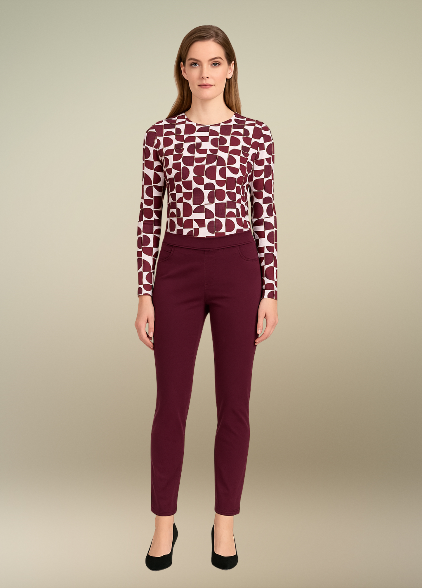 CALÇAS THERMO DENIM BORDEAUX - ANNA MONTANA