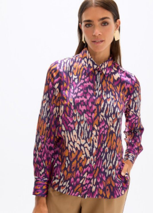CAMISA ROXA COM ANIMAL PRINT - LOLA CASADEMUNT