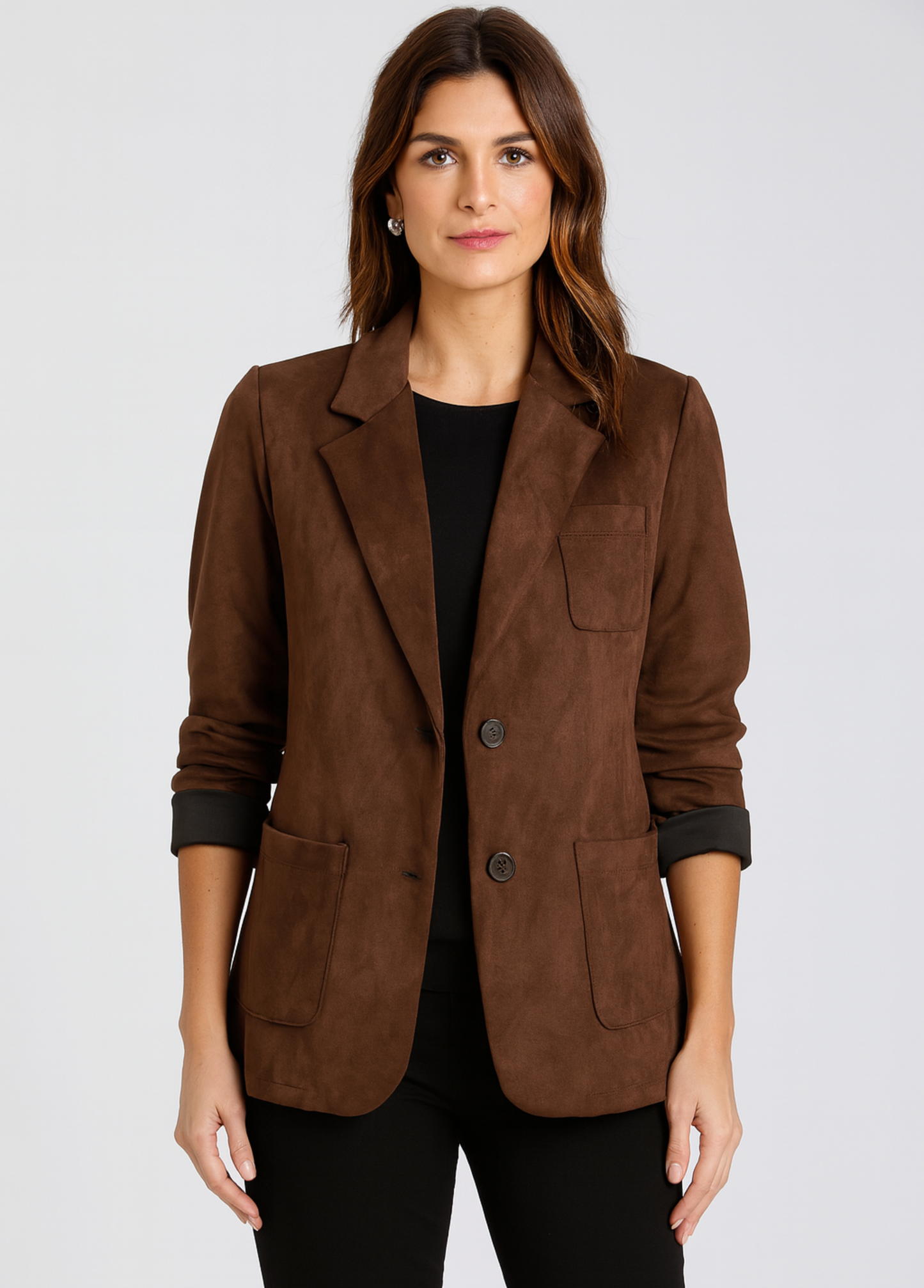 BLAZER TOQUE AVELUDADO CHOCOLATE - ADET