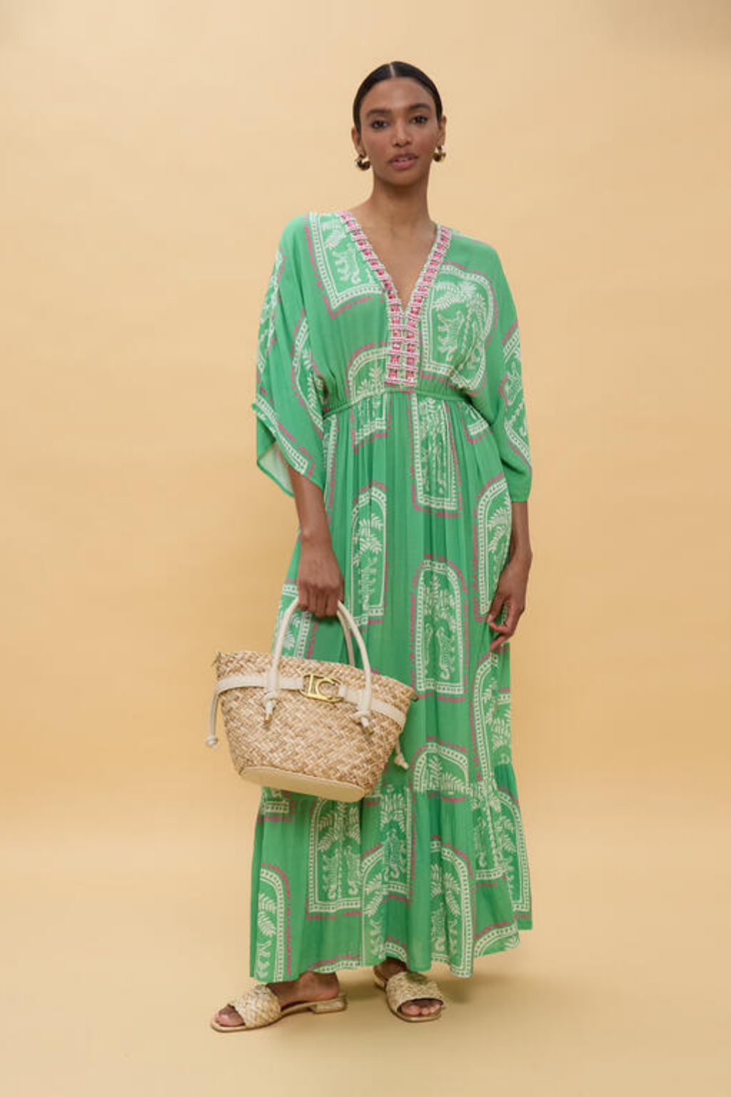 KAFTAN EM TONS DE VERDE - LOLA CASADEMUNT