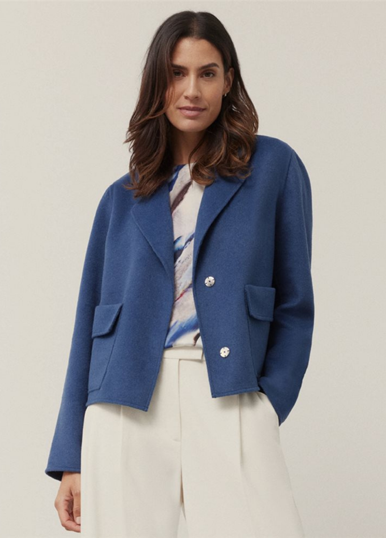 CASACO AZUL CLÁSSICO EM TECIDO ESTRUTURADO - GERRY WEBER
