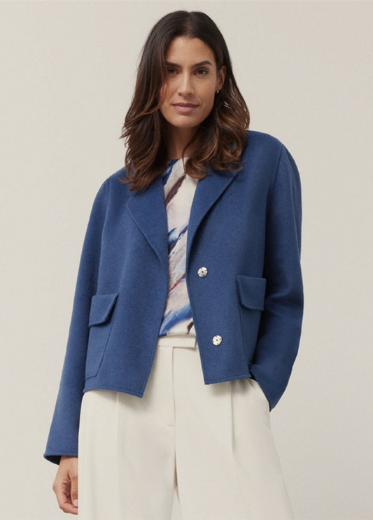 CASACO AZUL CLÁSSICO EM TECIDO ESTRUTURADO - GERRY WEBER