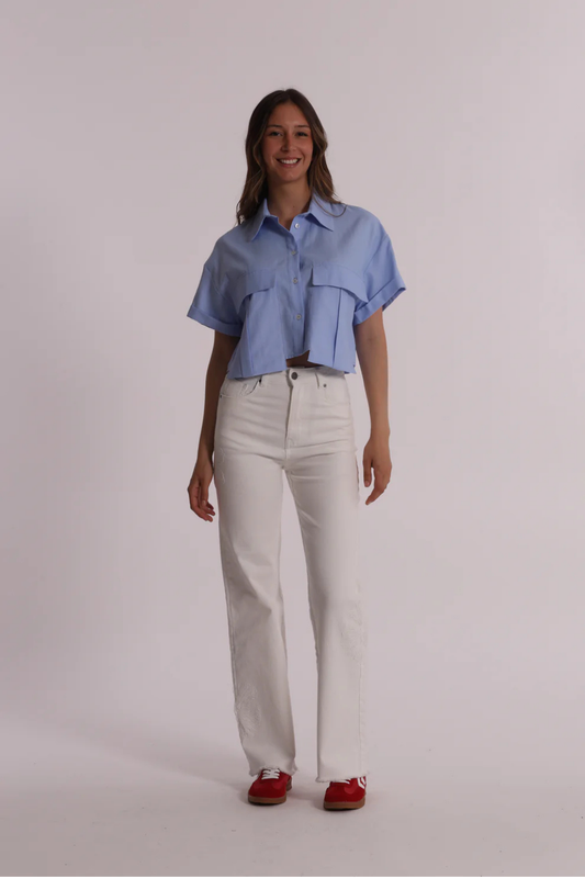 JEANS COM BORDADOS FLORAIS - MIMI MUA