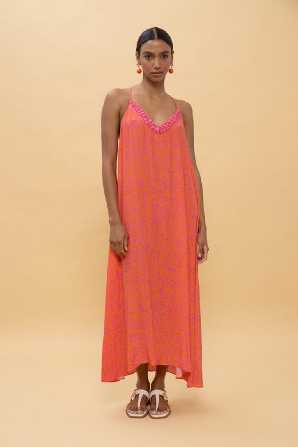 VESTIDO DE ALÇAS COM ESTAMPA VIVA - LOLA CASADEMUNT