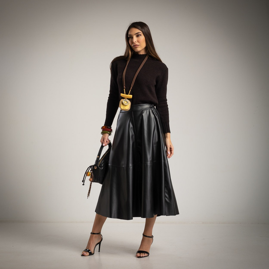 SAIA MIDI DE ECOPELE MACIA COM ELÁSTICO NA CINTURA - ALBANOS