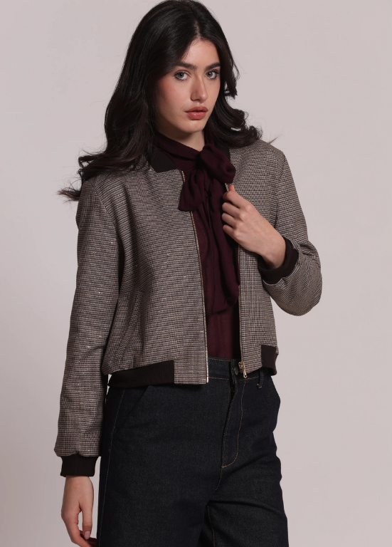BOMBER EM P DE PULLE BORDEAUX COM LUREX - MIMI MUA