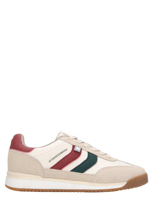 TÉNIS BEGE COM DETALHES VERDE E BORDEAUX - XTI SHOES