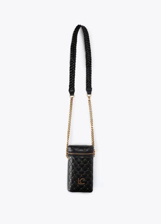 BOLSA DE TELEMÓVEL EM ECOPELE COM EFEITO METALASSÉ E TACHAS DOURADAS LC - LOLA CASADEMUNT