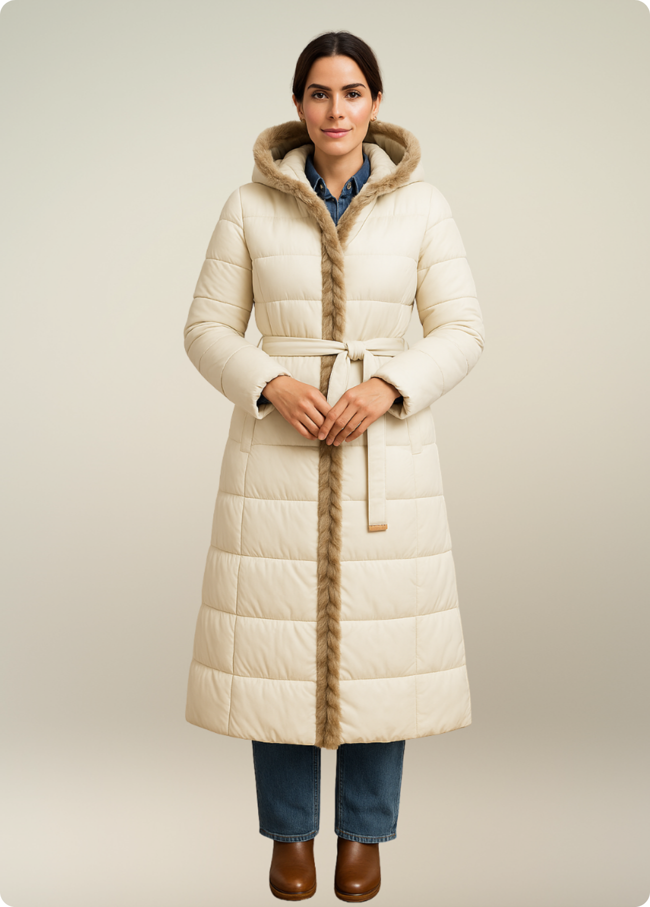 PARKA COMPRIDA COM PORMENORES EM PÊLO SINTÉTICO - ALIBY