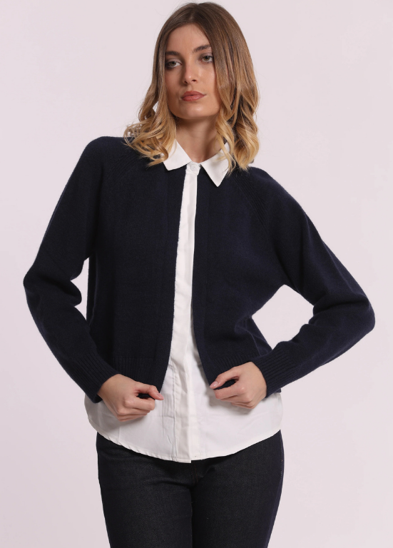 JERSEY AZUL MARINHO COM CAMISA FALSA AGARRADA - MIMI MUA