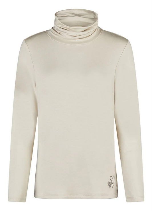 BLUSA BÁSICA GOLA ALTA BEGE - BARBARA LEBEK