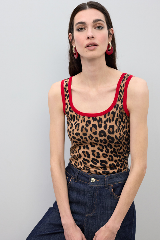 TOP ANIMAL PRINT COM CONTRASTE VERMELHO - LOLA CASADEMUNT