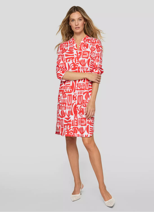VESTIDO CURTO EM ALGODÃO "CIAO SICILIA" ESTAMPADO VERMELHO - RABE