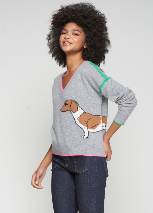 SUÉTER DE LÃ CINZA DACHSHUND - VILAGALLO