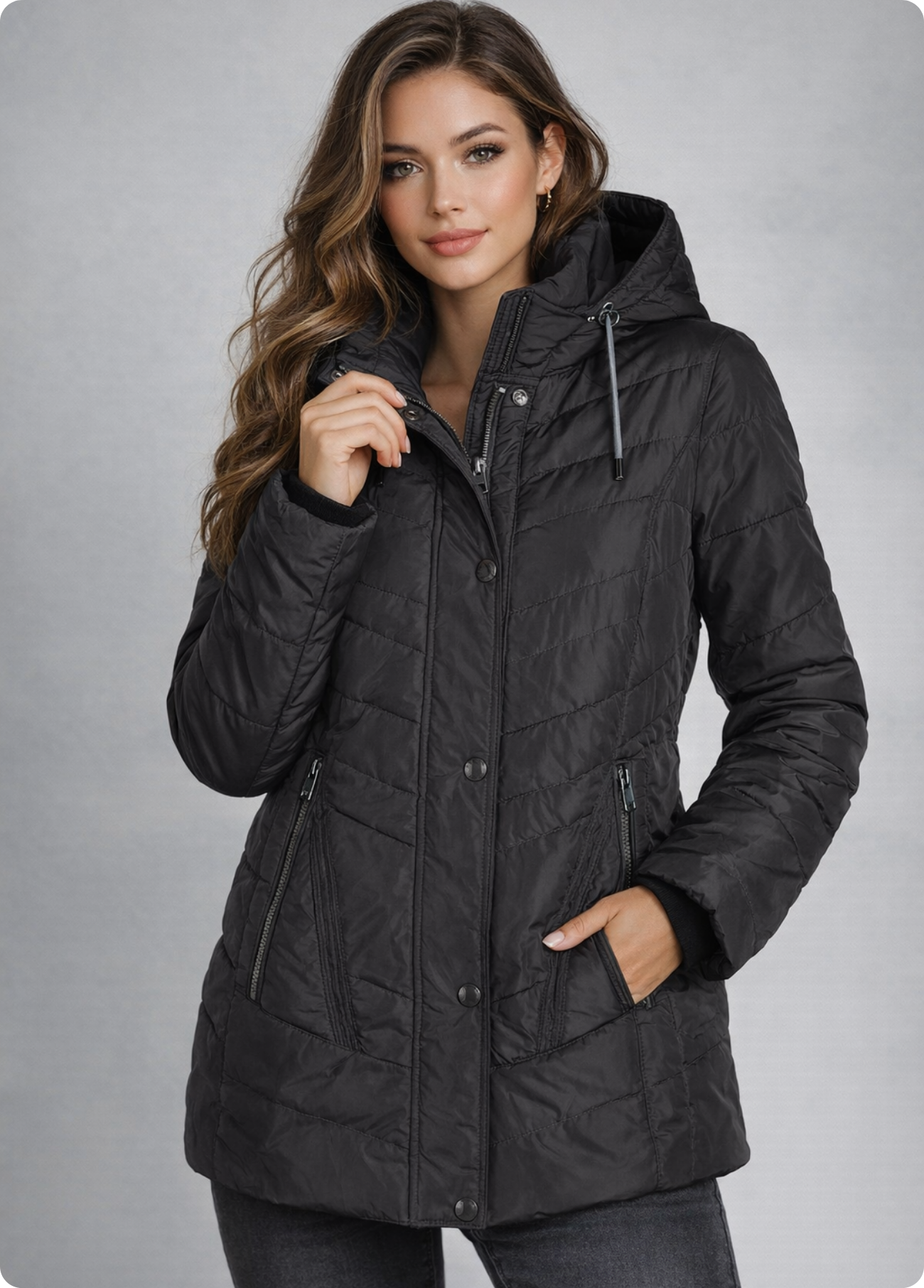 PARKA ACOLCHOADA PRETA COM CAPUZ - BARBARA LEBEK