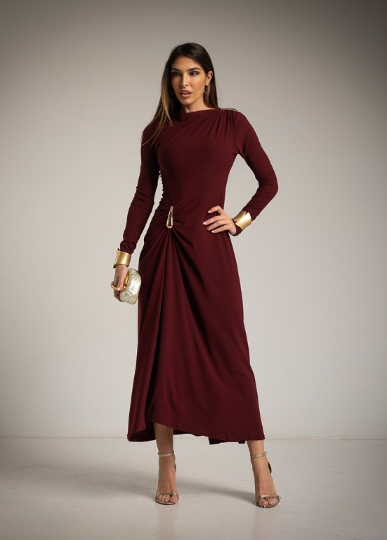 VESTIDO COM FRANZIDO SOFISTICADO - ALIBY