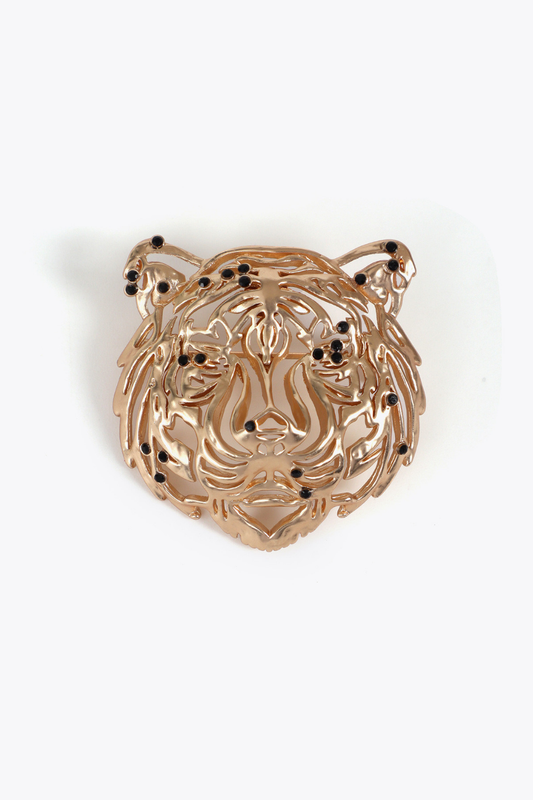 ALFINETE DOURADO COM CABEÇA DE TIGRA - LOLA CASADEMUNT