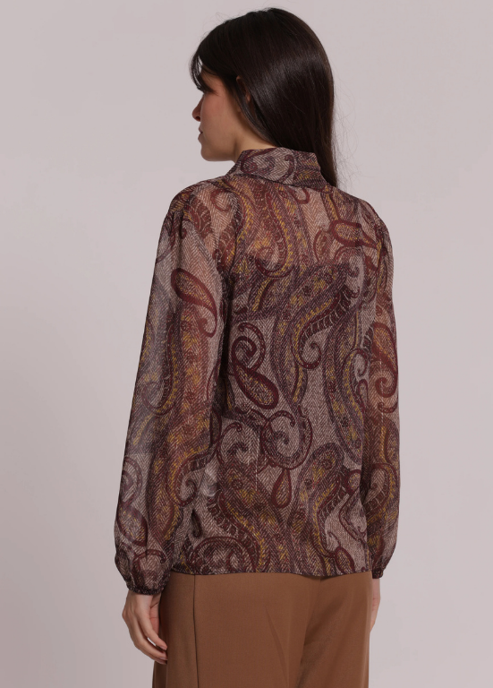 CAMISA ESTAMPADO PAISLEY EM TONS DE BORDEAUX - MIMI MUA
