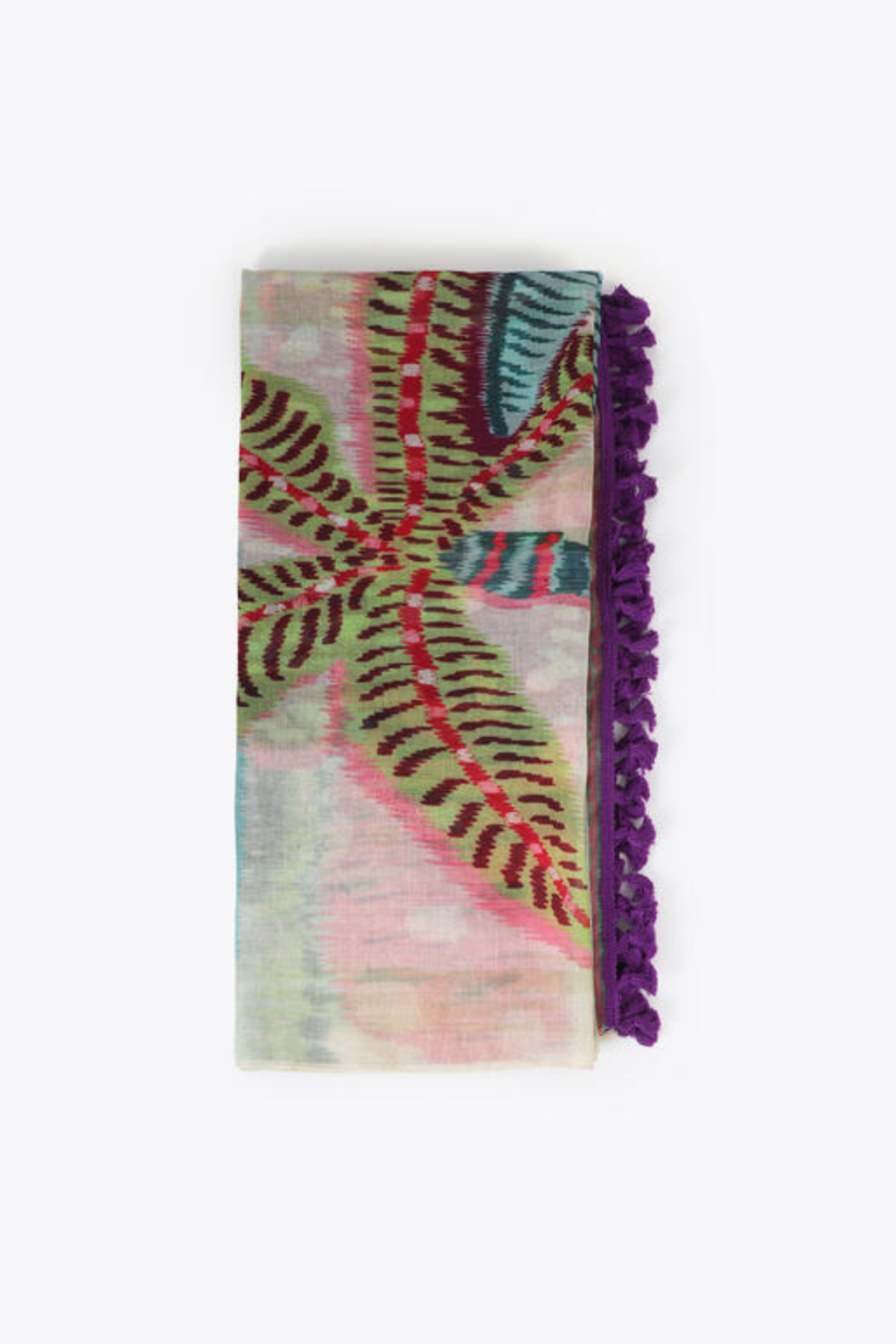 PÁREO COM MOTIVOS TROPICAIS E FRANJAS - LOLA CASADEMUNT