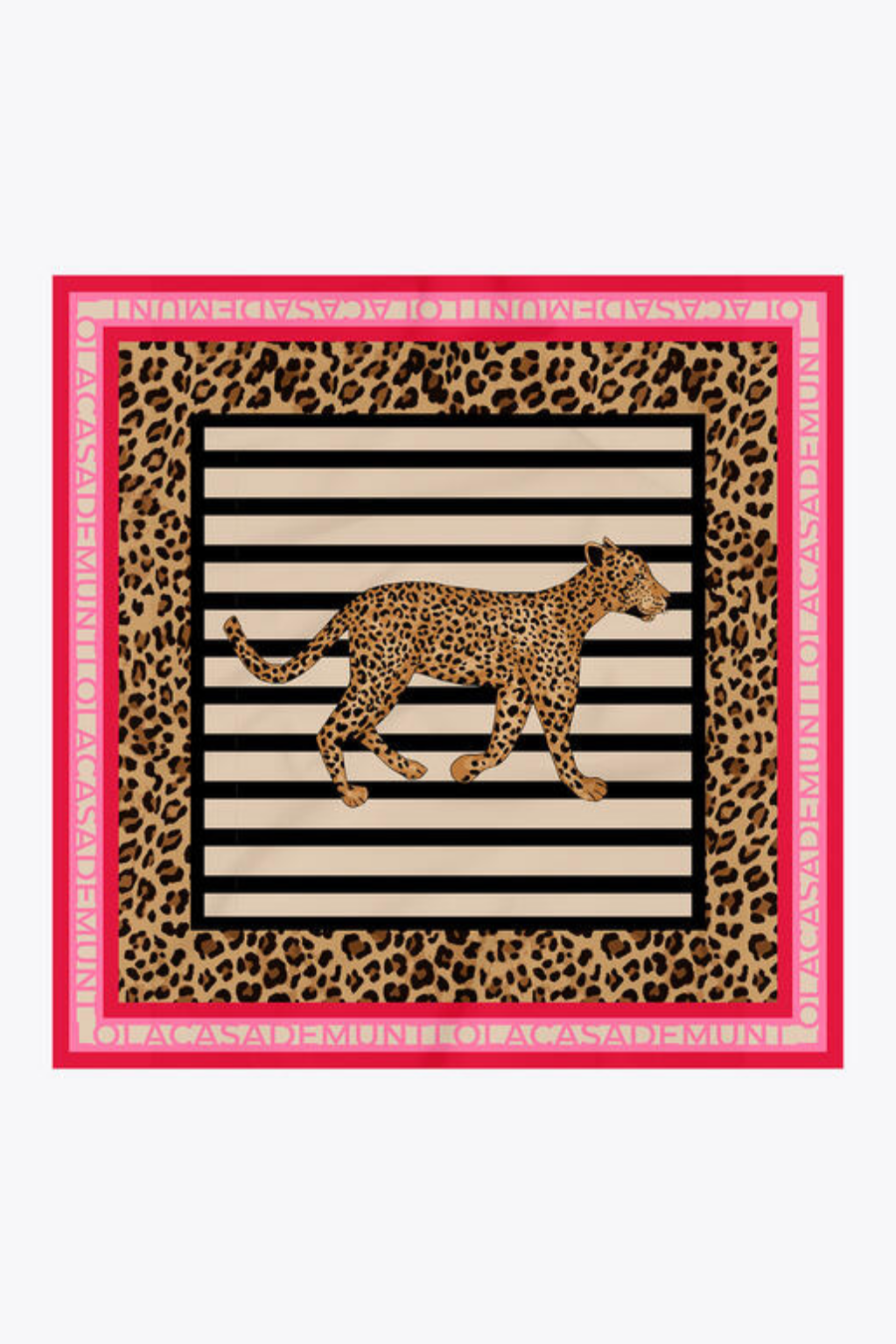 LENÇO DE CETIM COM ESTAMPADO DE RISCAS E LEOPARDO 70* - LOLA CASADEMUNT