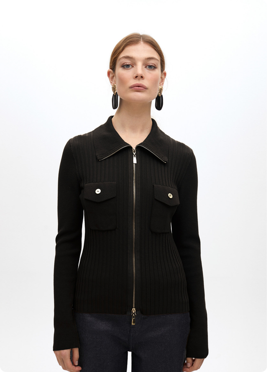 CARDIGAN COM FECHO DOURADO E GOLA - LOLA CASADEMUNT