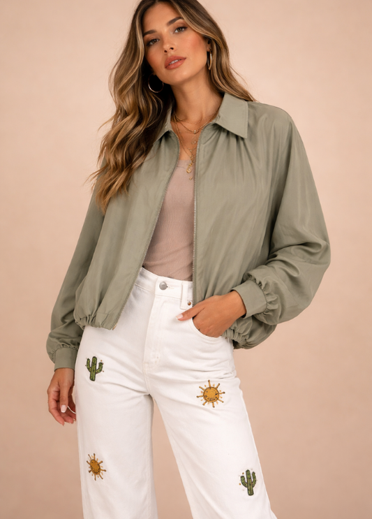 BOMBER OVERSIZE COM MANGA REGLAN E FECHO - ALIBY