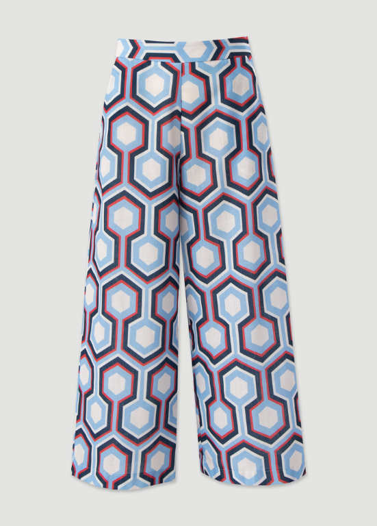 CULOTE ESTAMPADAS COM GEOMÉTRICO AZUL E VERMELHO - FERRACHE