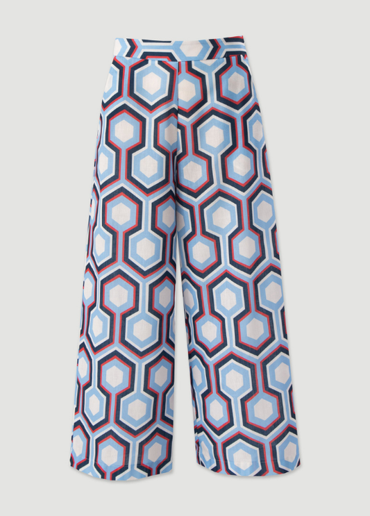 CULOTE ESTAMPADAS COM GEOMÉTRICO AZUL E VERMELHO - FERRACHE