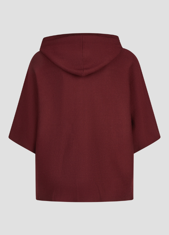 CASACO DE MALHA TIPO CAPA/PONCHO BORDEAUX COM CAPUZ - BARBARA LEBEK