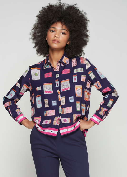 CAMISA DE MANGA COM ESTAMPA DE CAIXA DE FÓSFOROS - VILAGALLO