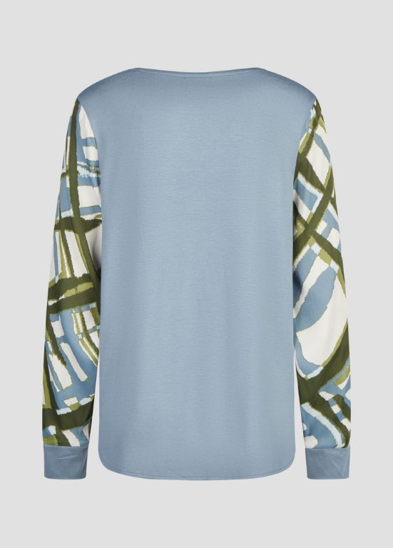 BLUSA EM VISCOSE EM TONS DE AZUL E VERDE - BARBARA LEBEK