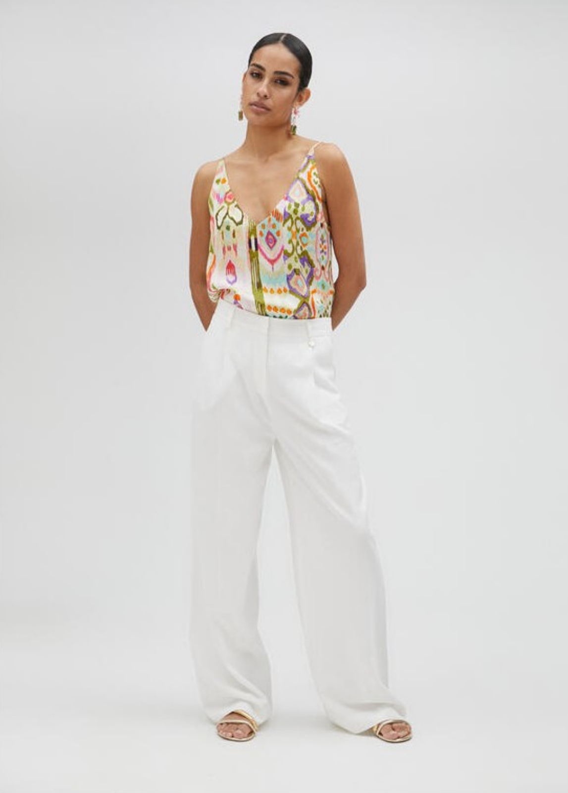 TOP DE ALÇAS COM ESTAMPADO ÉTNICO MULTICOLOR - LOLA CASADEMUNT