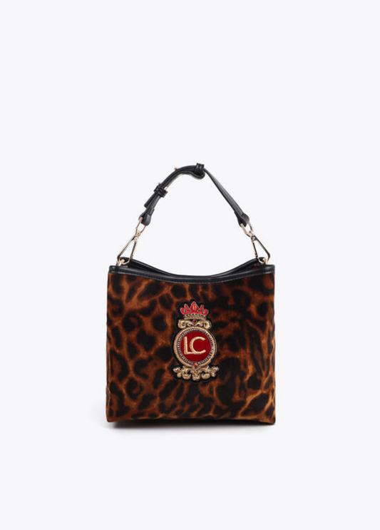 MALA LEOPARDO COM EMBLEMA LC - LOLA CASADEMUNT