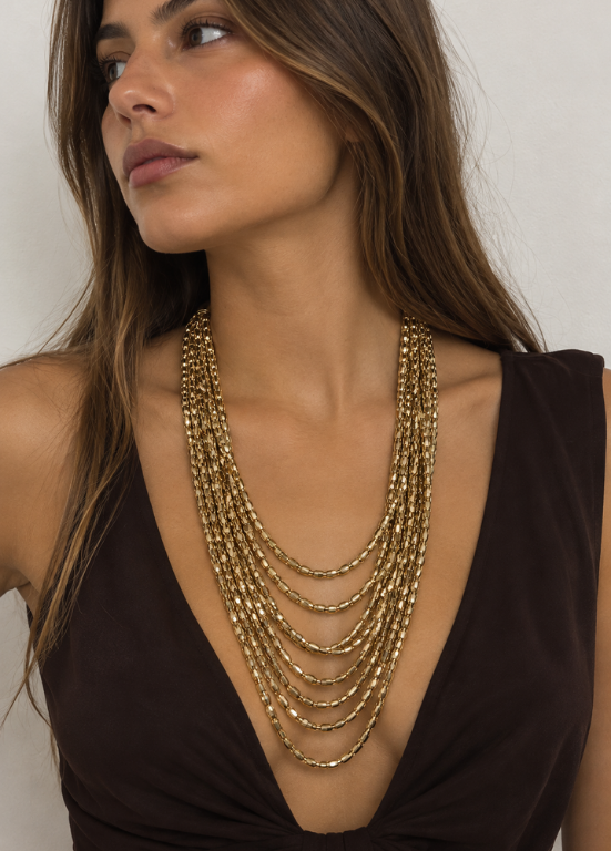 COLAR CURTO DOURADO MULTICORRENTES - ALIBY
