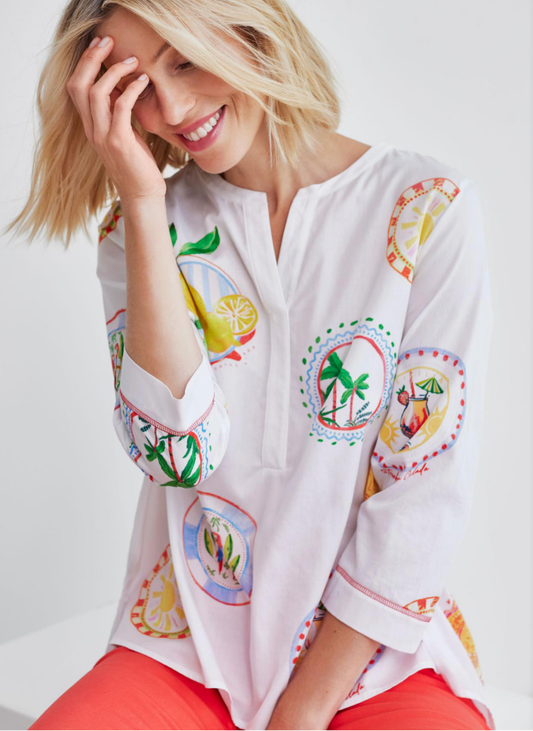 BLUSA LEVE COM TEMA "CIAO SICILIA" - RABE