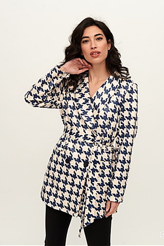 TRENCH EM PIED DE POULE AZUL - ALIBY