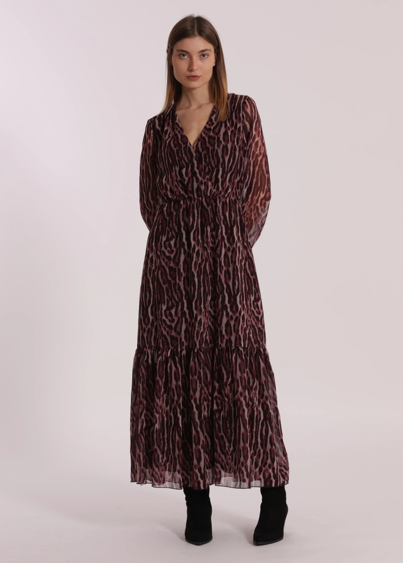 VESTIDO LONGO COM ESTAMPA ANIMAL - MIMI MUA