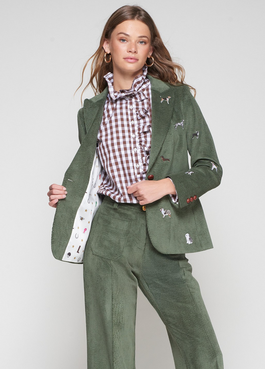 BLAZER BOMBAZINE VERDE COM BORDADOS - VILAGALLO