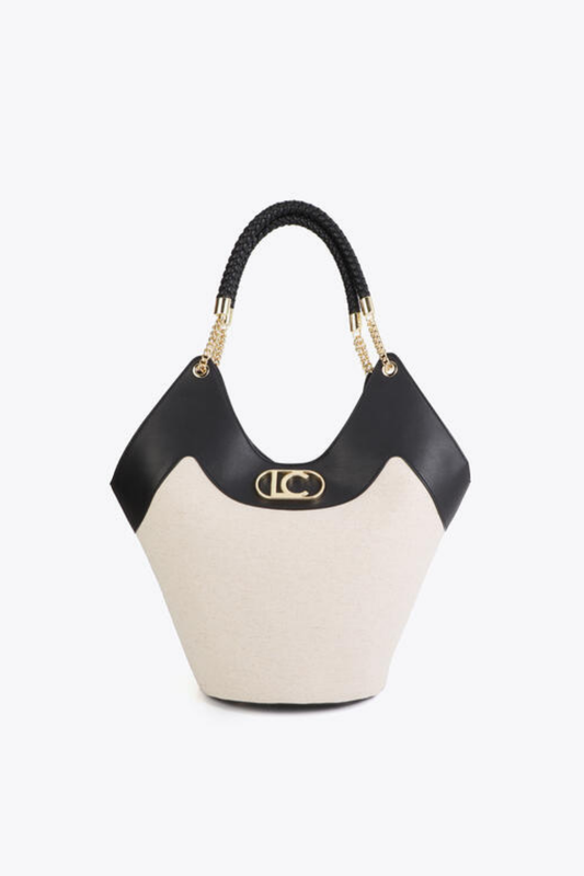 MALA BUCKET BICOLOR COM ALÇA ENTRAÇADA - LOLA CASADEMUNT