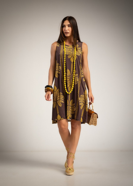 VESTIDO CURTO EM LYCRA SEM MANGAS E CORTE EVASÉ - ALBANO'S