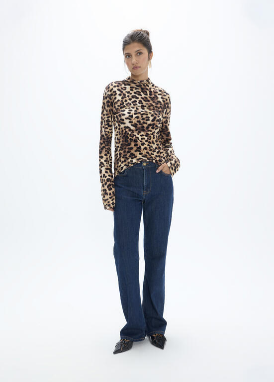 BLUSA LONGSLEEVE DE MEIA GOLA ANIMAL PRINT LC - LOLA CASADEMUNT
