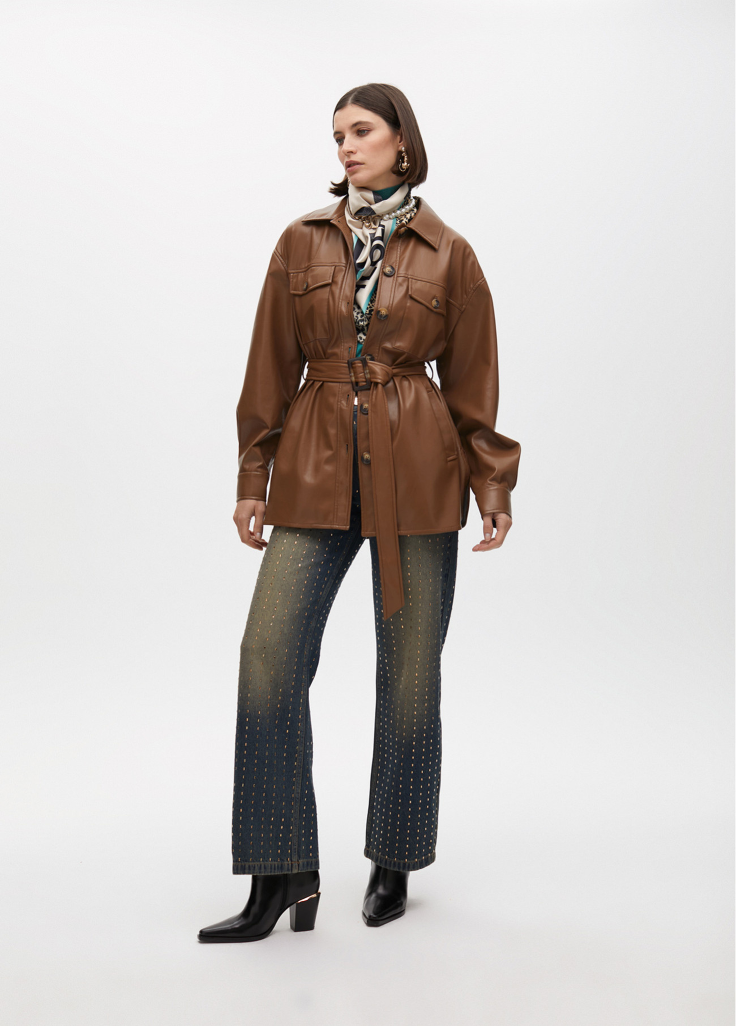 CASACO DE COURO SINTÉTICO CAMEL - LOLA CASADEMUNT