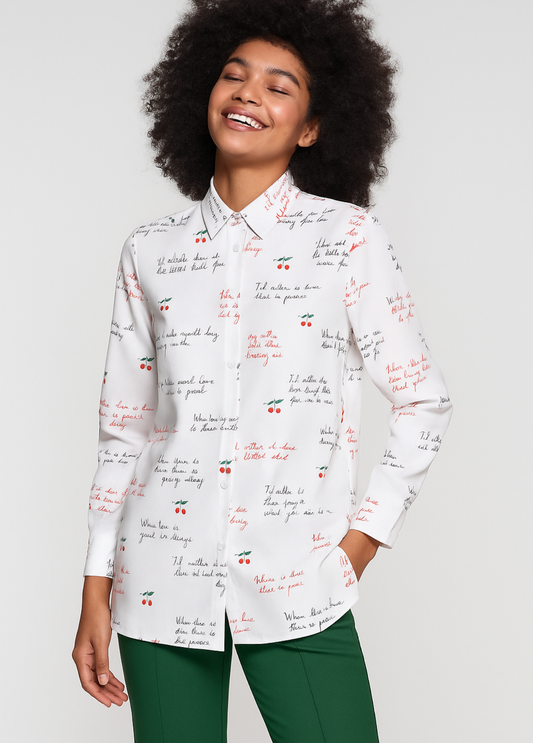 CAMISA COM ESTAMPA DE CEREJA E LETRAS - VILAGALLO
