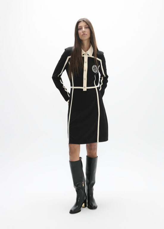 VESTIDO DE MALHA TIPO CHANNEL EM PRETO E BRANCO - LOLA CASADEMUNT