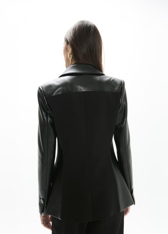 BLAZER DE ECOPELE E VELUDO PRETO LC - LOLA CASADEMUNT