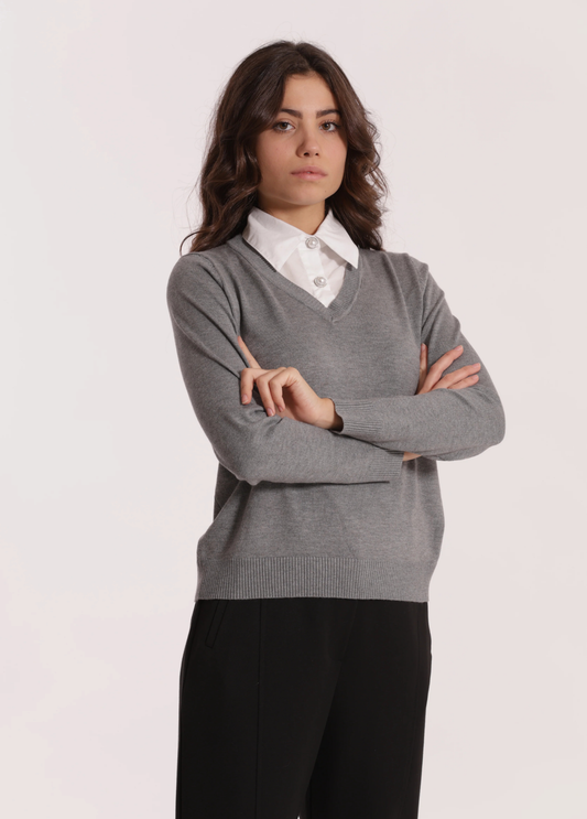 CAMISOLA DE MALHA COM GOLA DE CAMISA - MIMI MUA